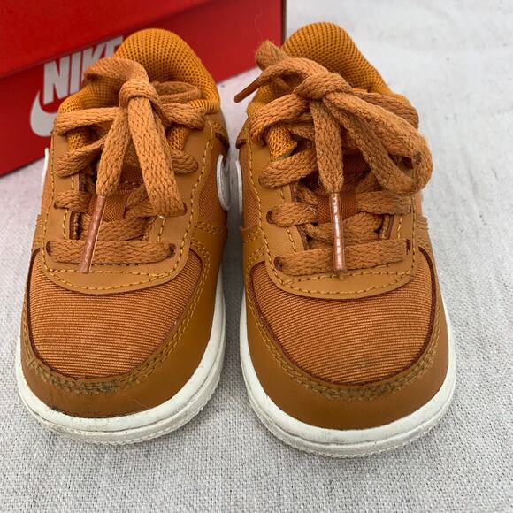 Nike Air Force 1 (TDV) Brown/White Sneaker Shoes Size 3C Toddler/Infant - Picture 3 of 6